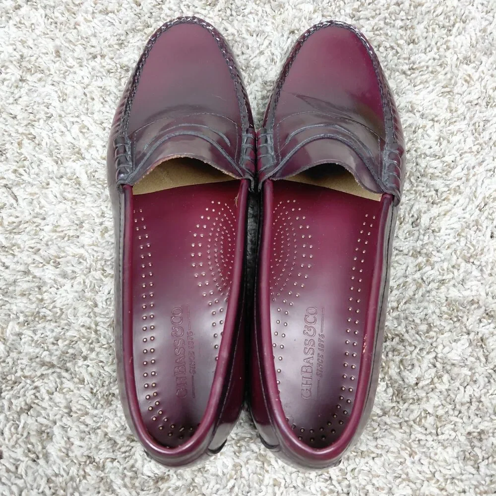 G.H. Bass & Co. Weejuns Burgundy Leather Penny Loafers Men's 11.5 EE Shoes